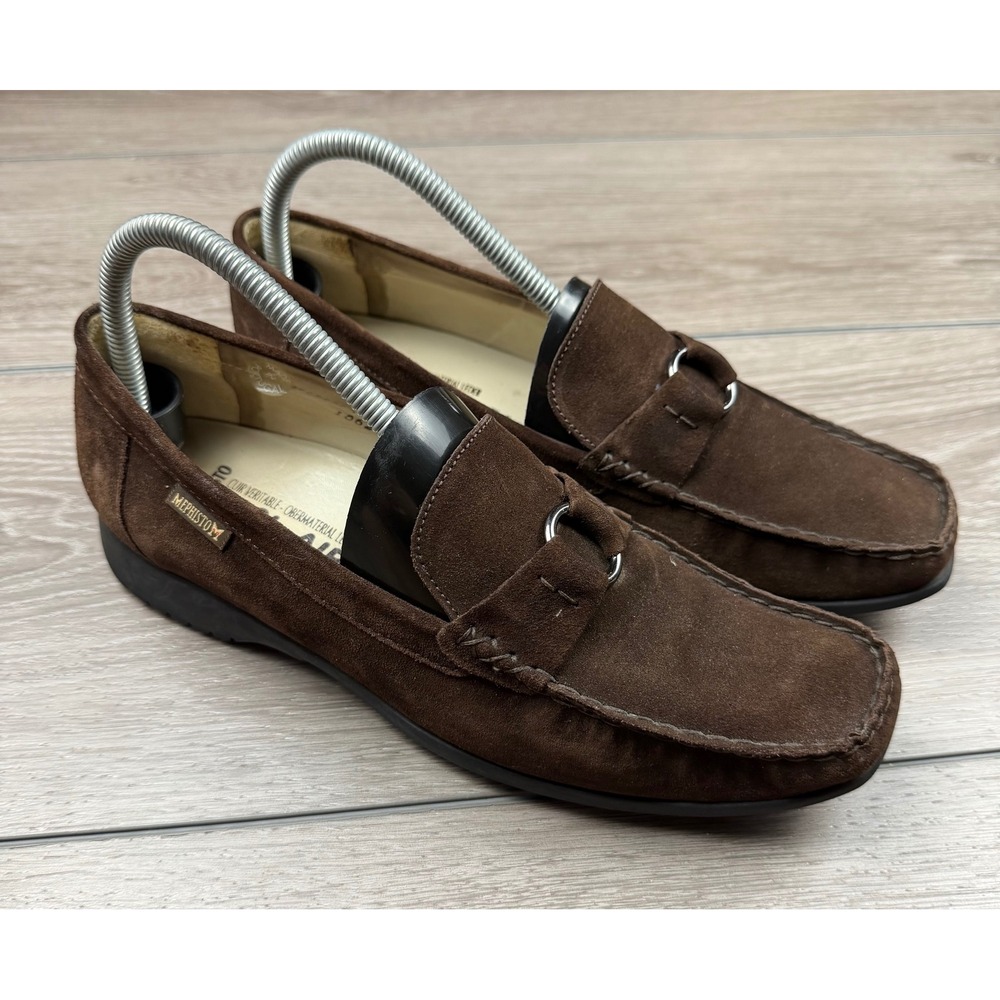Mephisto Womens Cool-Air‎ Suede Bit Loafers Brown 10